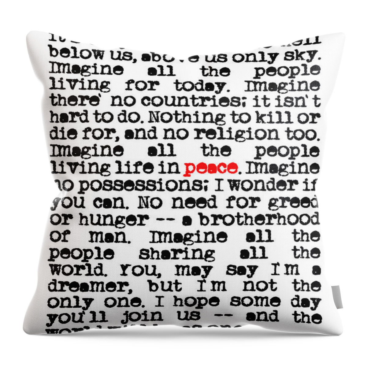 Imagine Throw Pillow featuring the painting Imagine - John Lennon by Nik Helbig