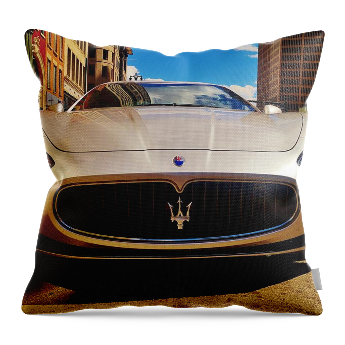 Maserati Throw Pillow featuring the photograph Imported To Detroit by Daniel Thompson