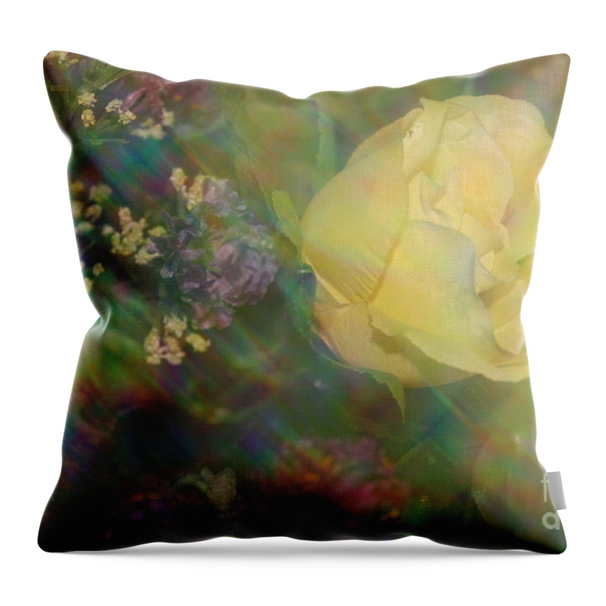 Flowers - Impressionistic Yellow Rose Throw Pillow featuring the photograph Impressionistic Yellow Rose by Dora Sofia Caputo