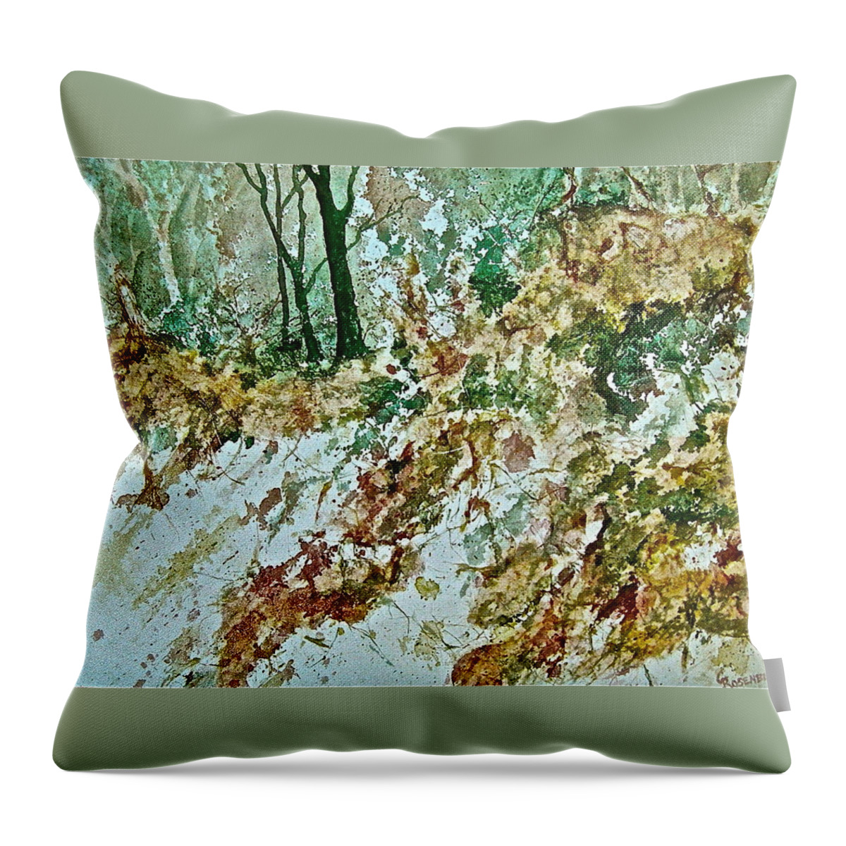 Watercolor Throw Pillow featuring the painting Impressions of Spring by Carolyn Rosenberger