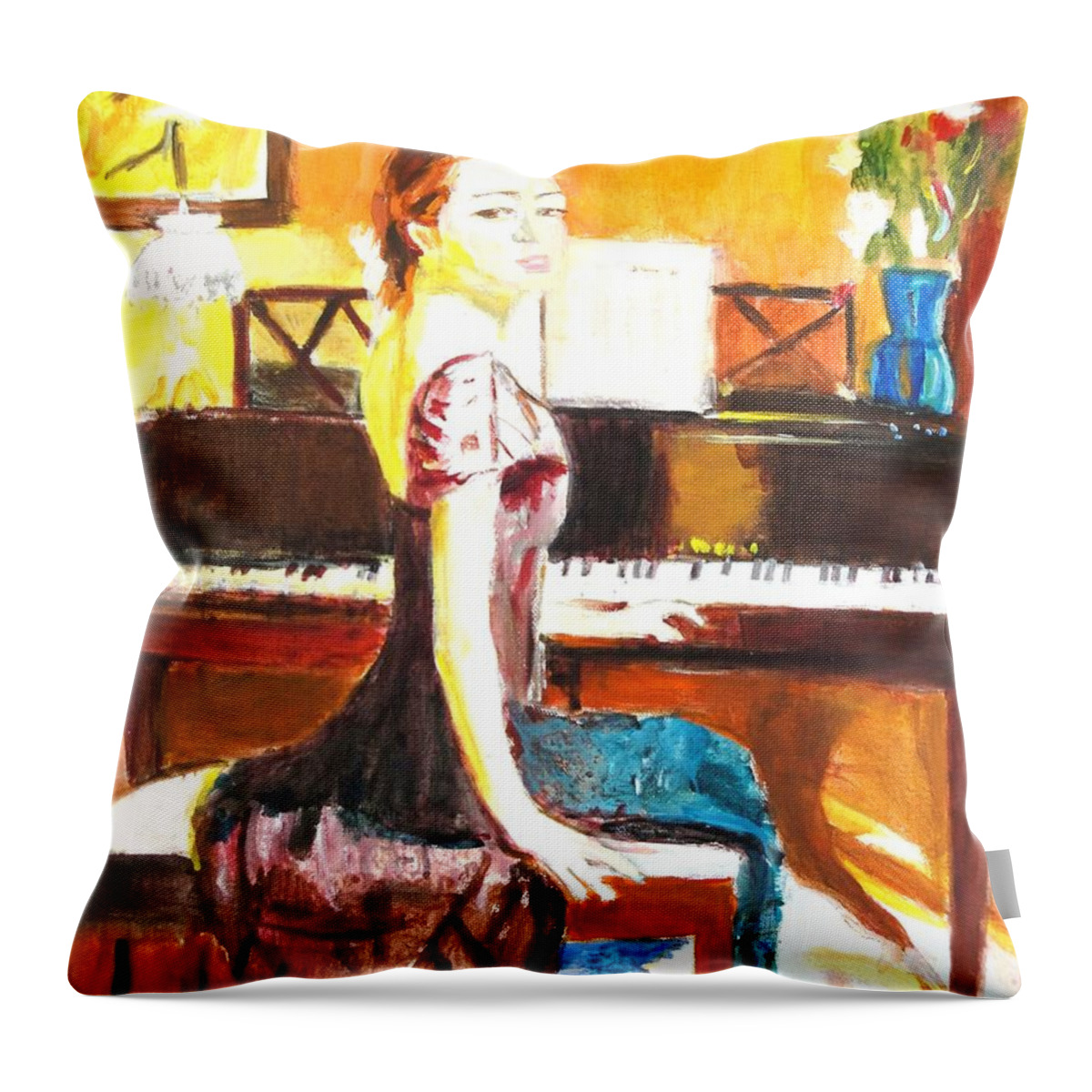 Piano Throw Pillow featuring the painting Impromptu by Judy Kay