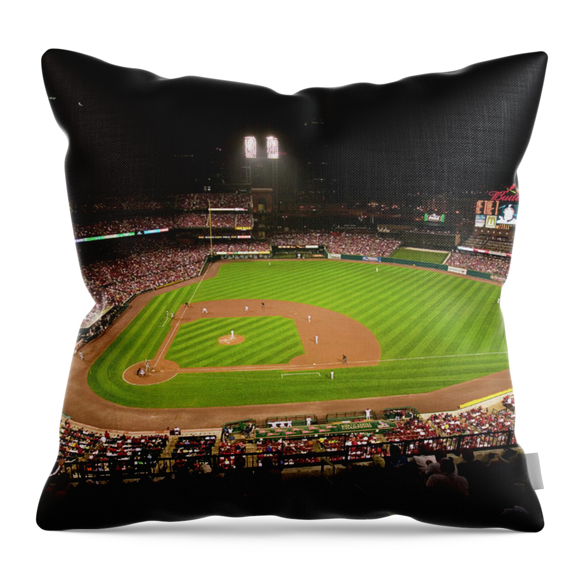 Photography Throw Pillow featuring the photograph In A Night Game And A Light Rain Mist by Panoramic Images