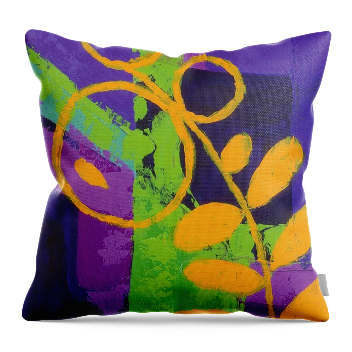 Floral And Foliage Throw Pillow featuring the painting In Another World by Louise Adams