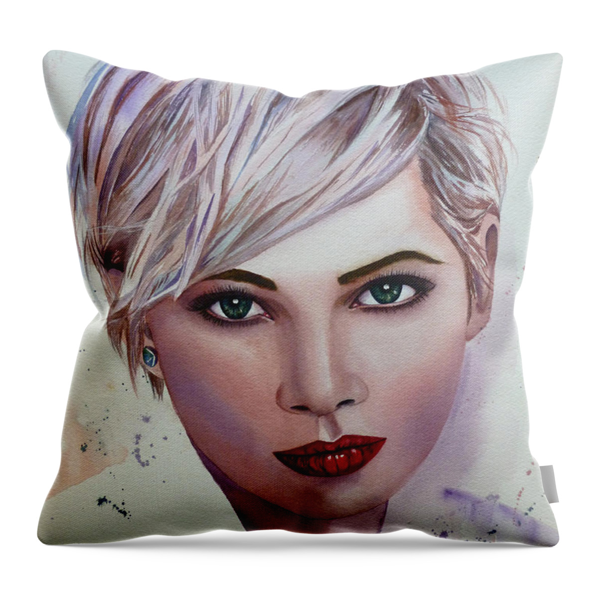 Portrait Of A Woman Throw Pillow featuring the painting In Her Eyes by Michal Madison