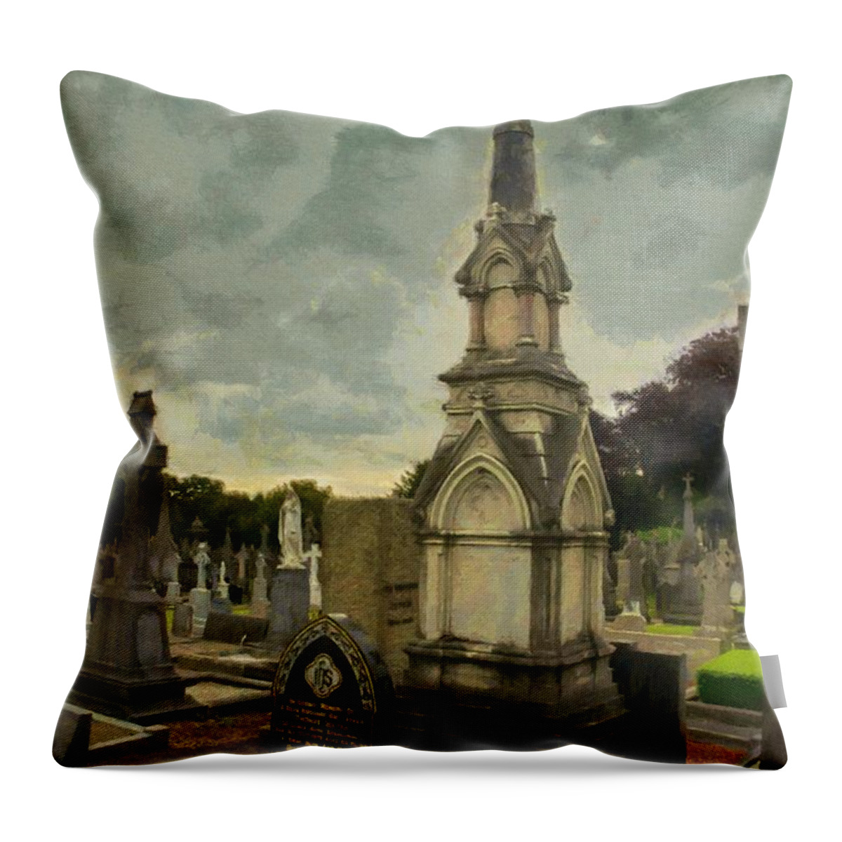 Dublin Throw Pillow featuring the painting In Loving Memory by Jeffrey Kolker
