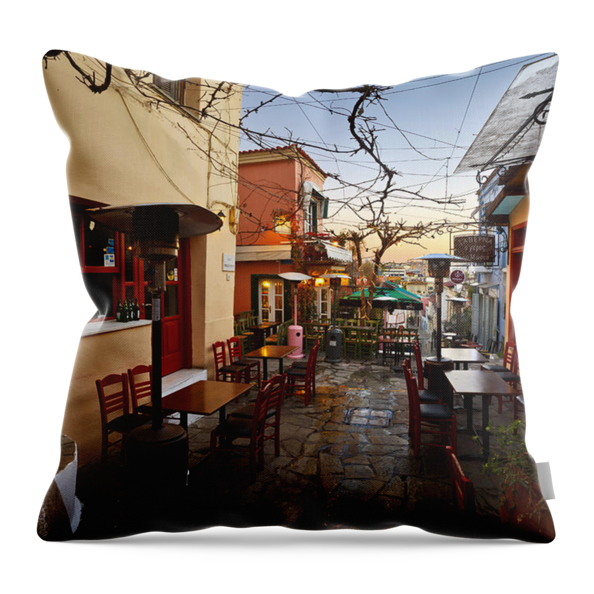 Plaka Throw Pillow featuring the photograph in Plaka by Milan Gonda