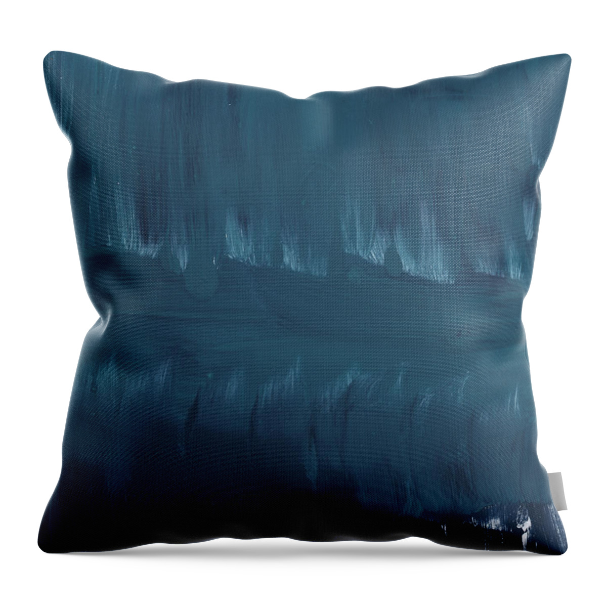 Large Abstract Blue Painting Throw Pillow featuring the painting In Stillness by Linda Woods