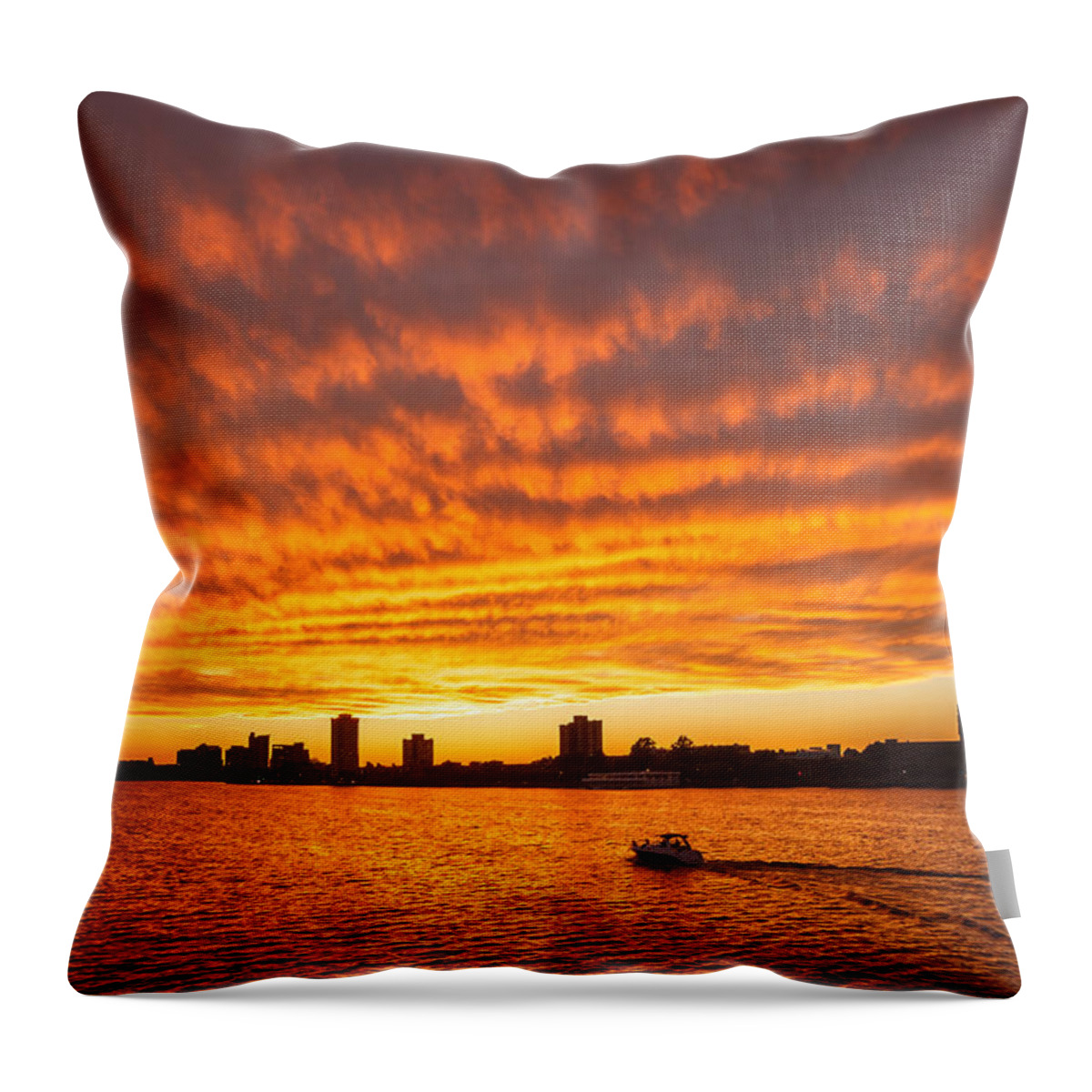 Boston Throw Pillow featuring the photograph In Sunsets Wake by Sylvia J Zarco