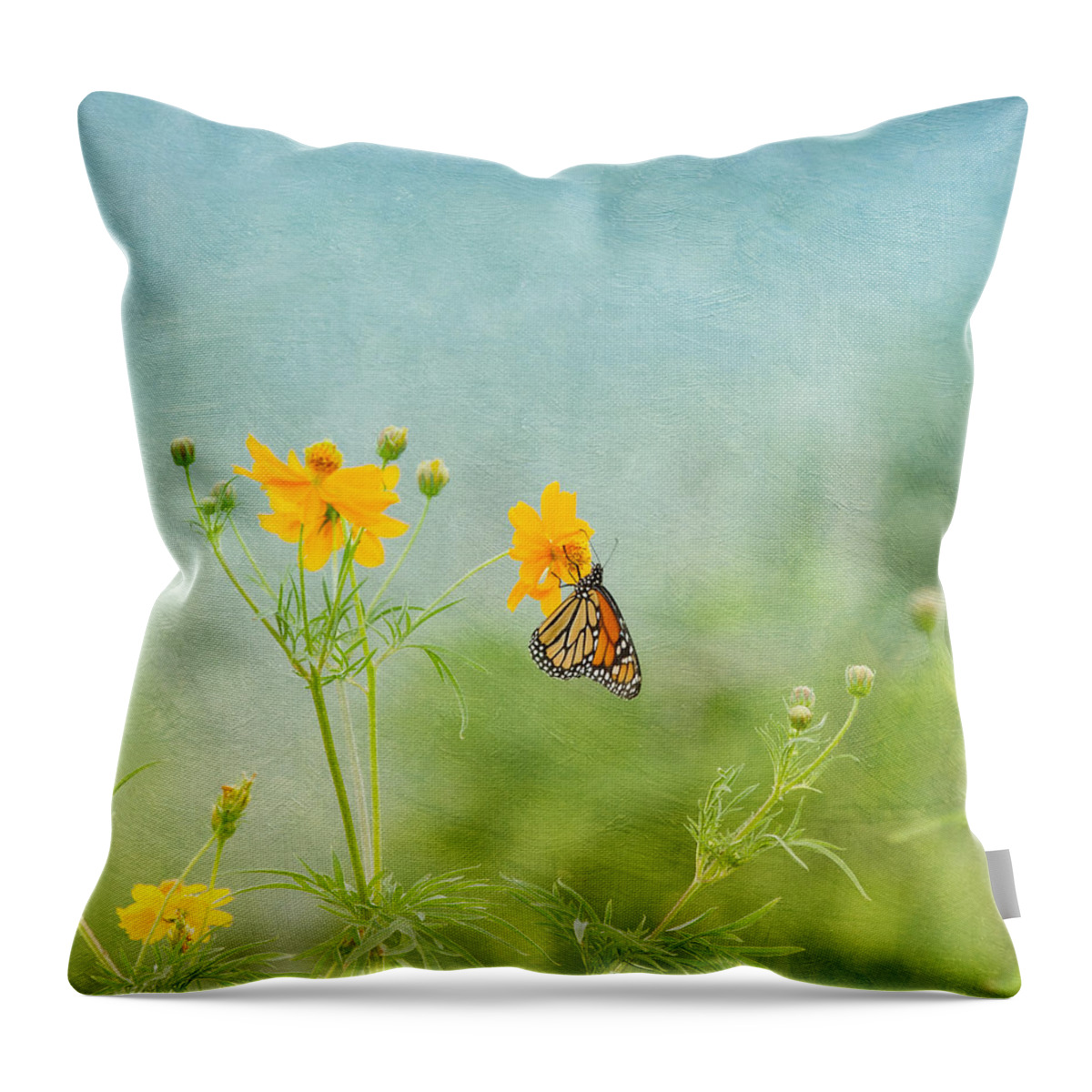 Nature Throw Pillow featuring the photograph In The Garden - Monarch Butterfly by Kim Hojnacki
