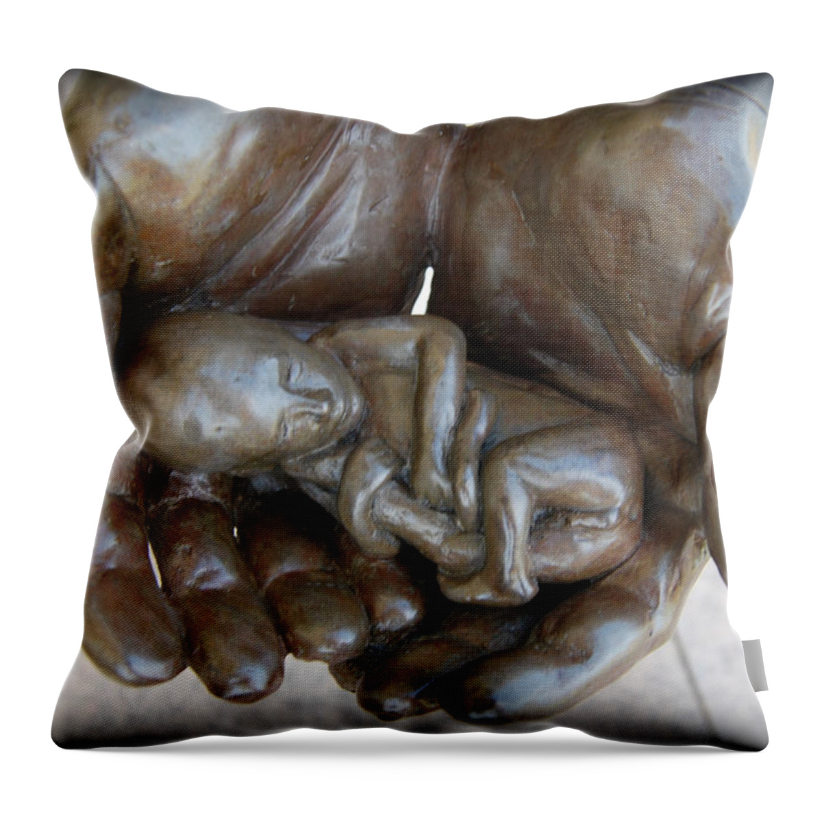 Baby Throw Pillow featuring the photograph In the Hands of Jesus by Lora Mercado