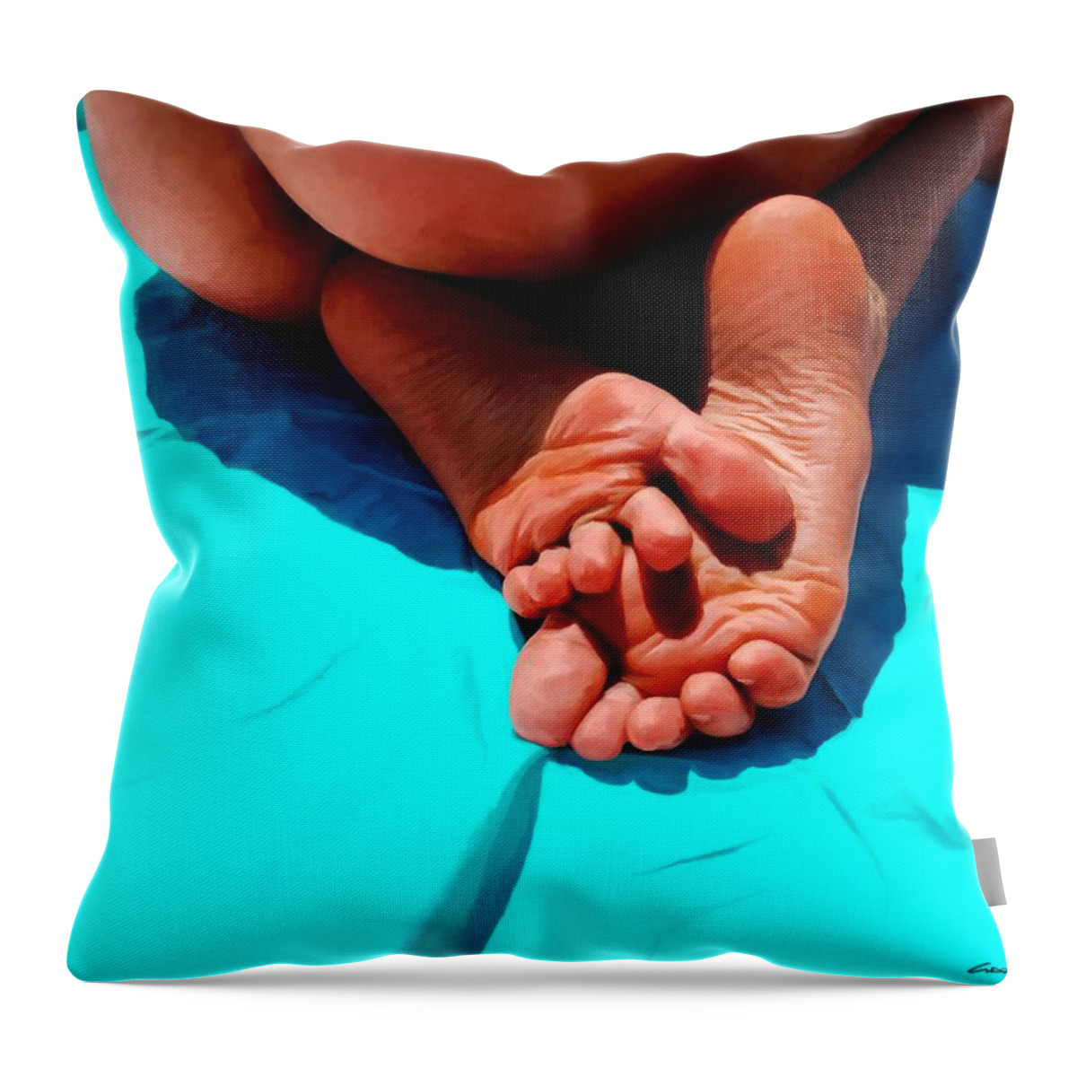 Feet Throw Pillow featuring the digital art In the Pool - Feet Series by Gabriel T Toro