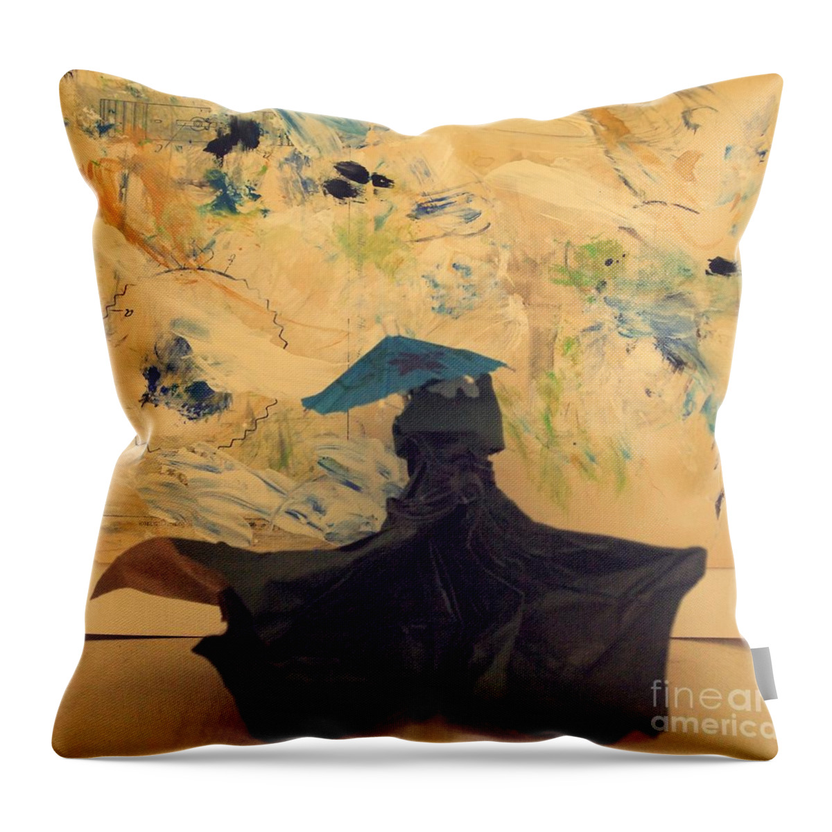 Paper Sculpture Throw Pillow featuring the mixed media In the Studio 4 by Nancy Kane Chapman