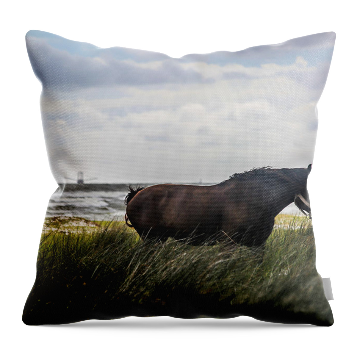 Horse Throw Pillow featuring the photograph In The Tall Grass by Paula OMalley