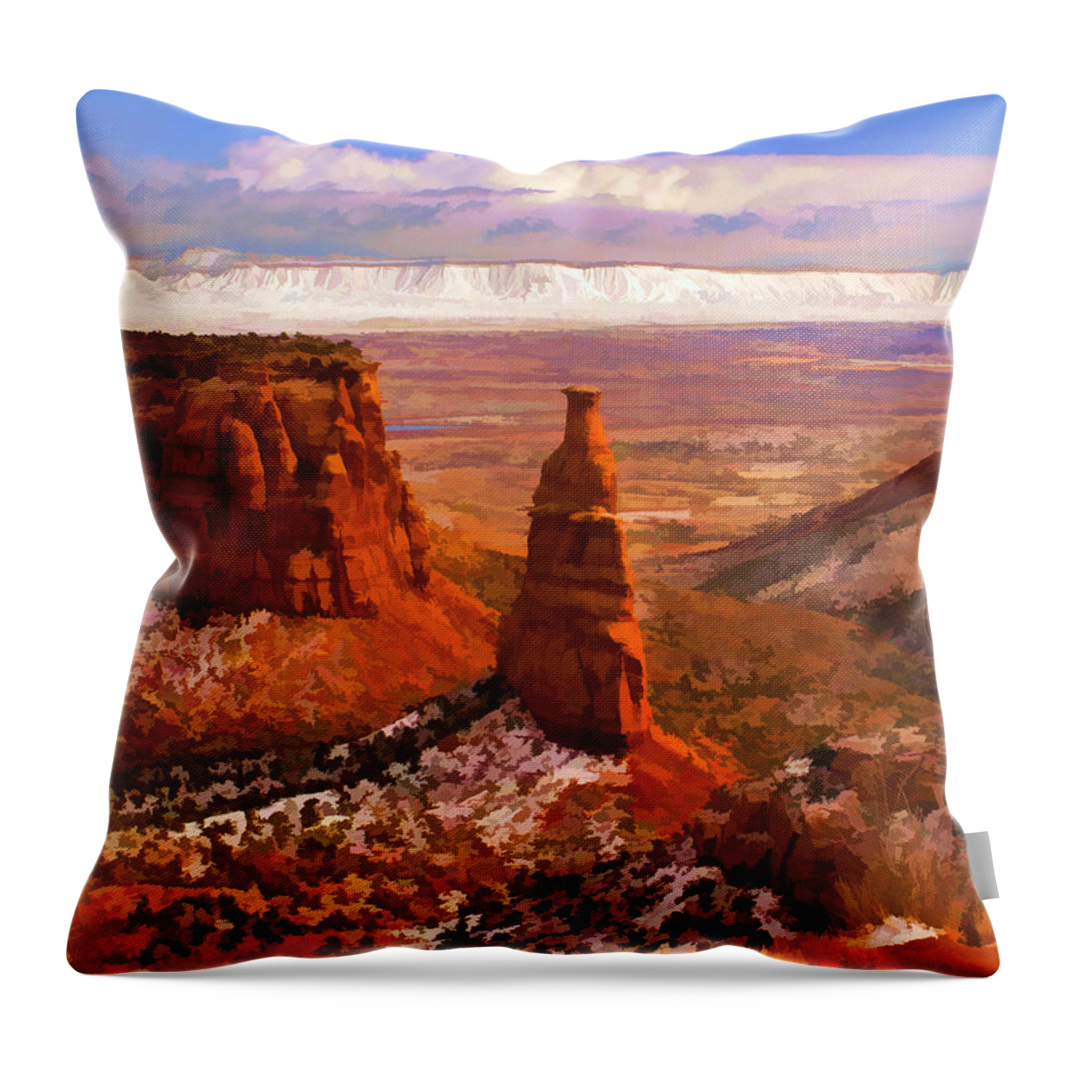 Colorado National Monument Throw Pillow featuring the digital art Independence Monument by Rick Wicker