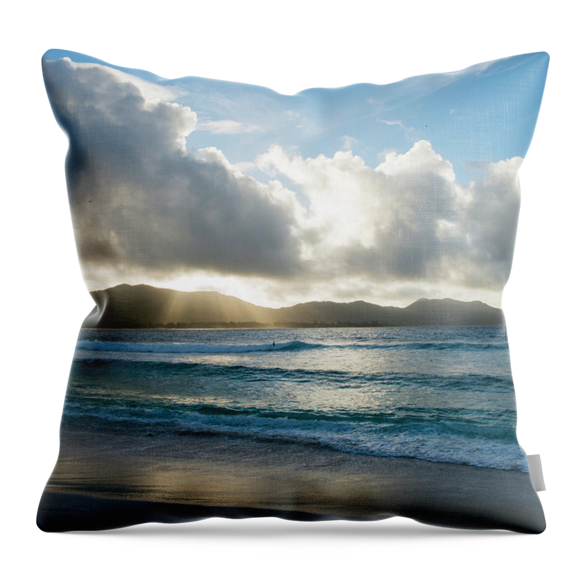 Tranquility Throw Pillow featuring the photograph Indian Ocean And Praslin Island At Dawn by James Warwick