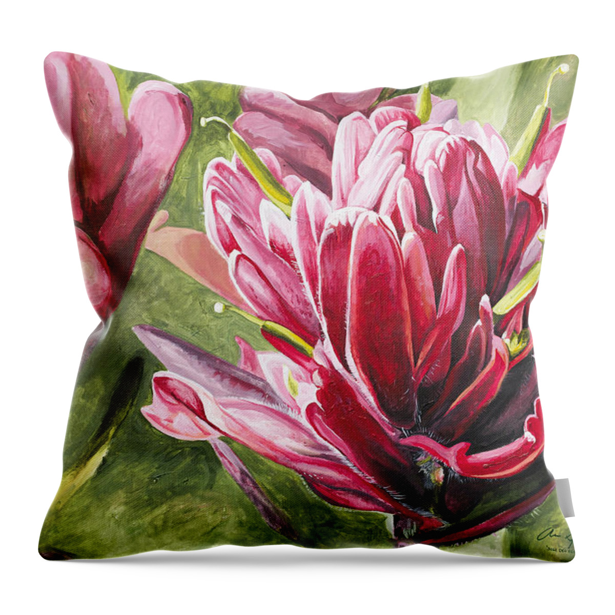 Wyoming Throw Pillow featuring the painting Indian Paintbrush by Aaron Spong