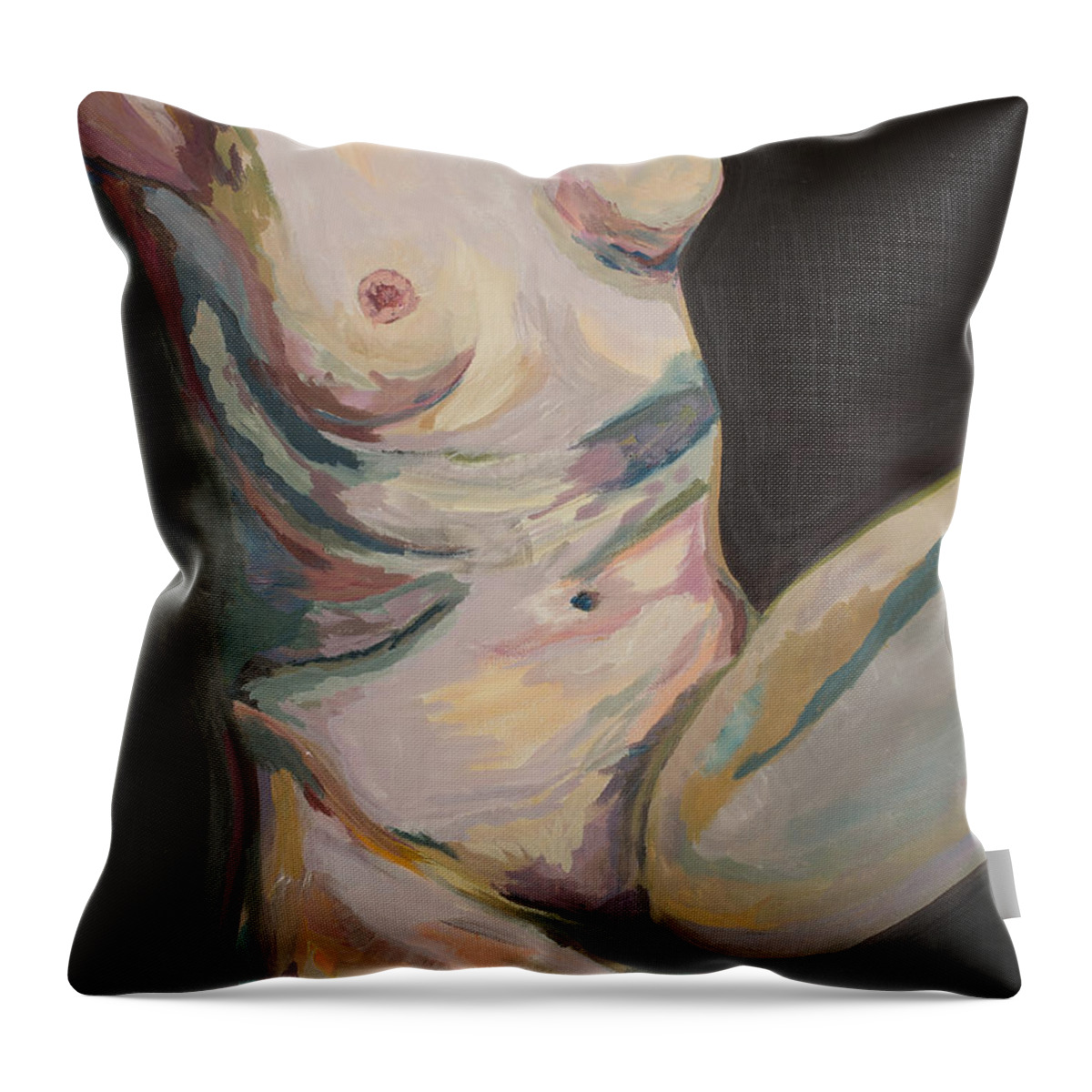 Nude Throw Pillow featuring the painting Indian Summer Night by Christel Roelandt