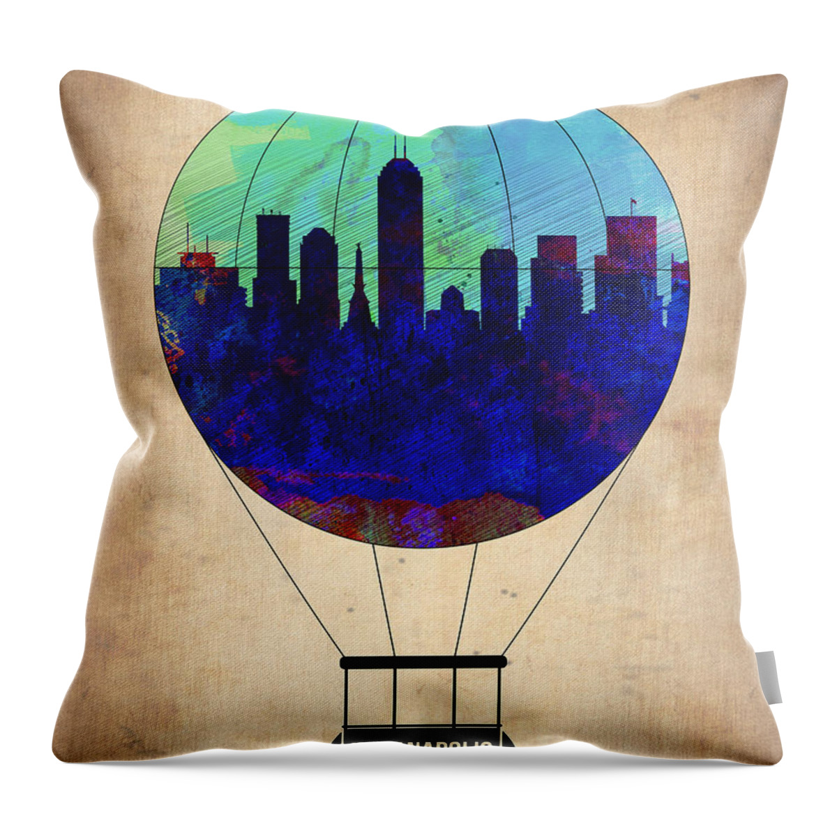 Indianapolis Throw Pillow featuring the painting Indianapolis Air Balloon by Naxart Studio