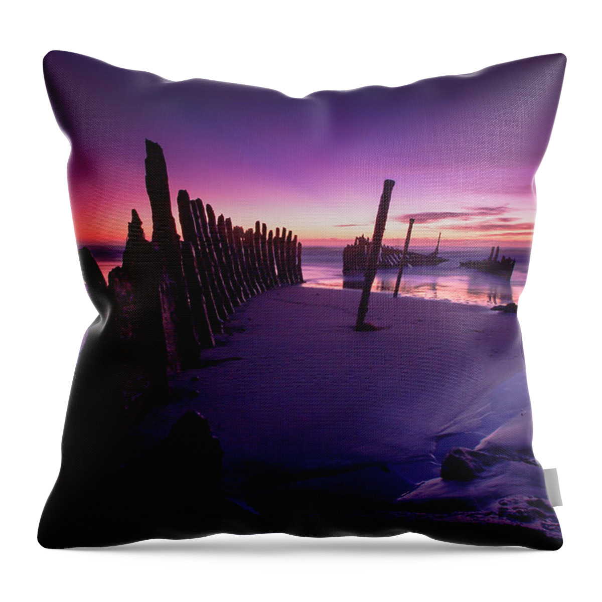 Beach Throw Pillow featuring the photograph Indigo dawn by Howard Ferrier