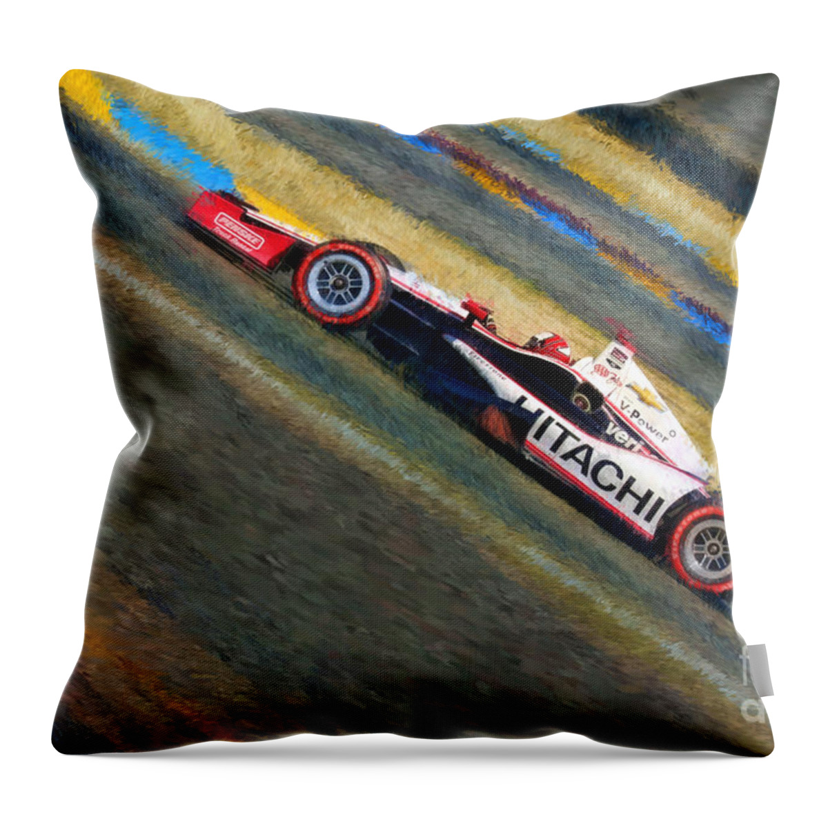 Indy Car's Throw Pillow featuring the photograph Indy Car's Helio Castroneves by Blake Richards