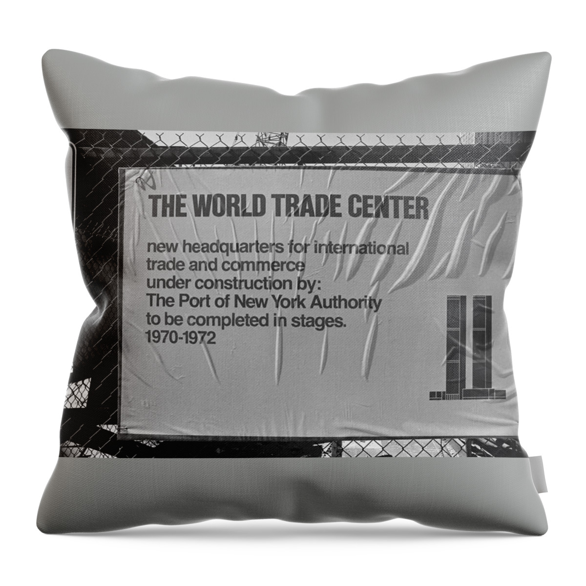 Wtc Throw Pillow featuring the photograph Info Sign by William Haggart
