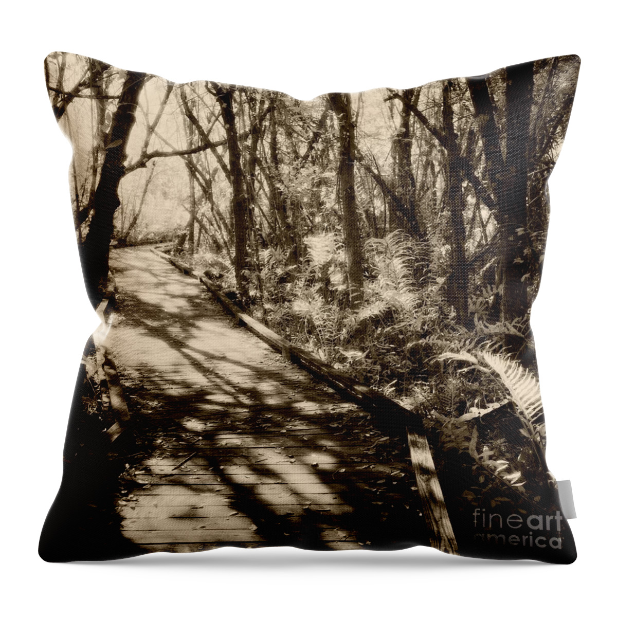 Black And White Throw Pillow featuring the photograph Infrared Photo Collier-Seminole Florida State Park by John Harmon