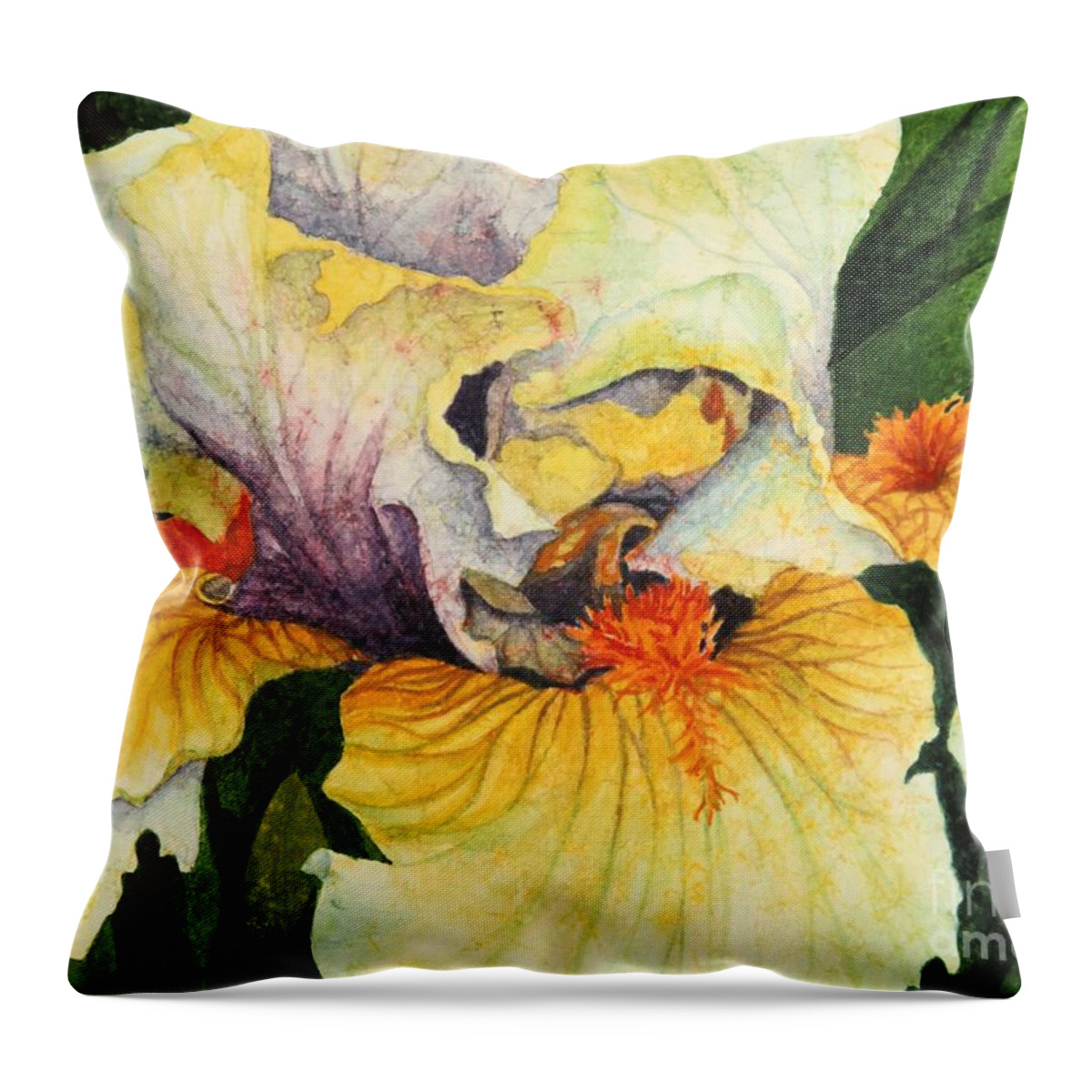 Iris Throw Pillow featuring the painting Inner Beauty by Barbara Jewell
