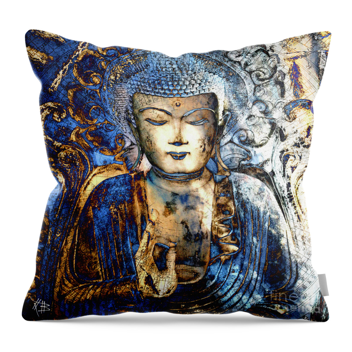 Buddha Throw Pillow featuring the digital art Inner Guidance by Christopher Beikmann