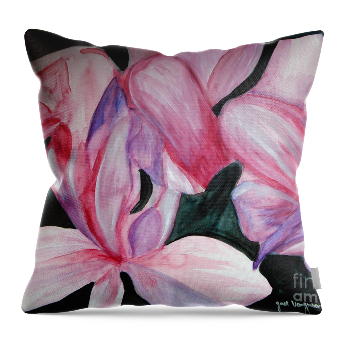Flower Water Color Abstract Throw Pillow featuring the painting Innocence by Yael VanGruber