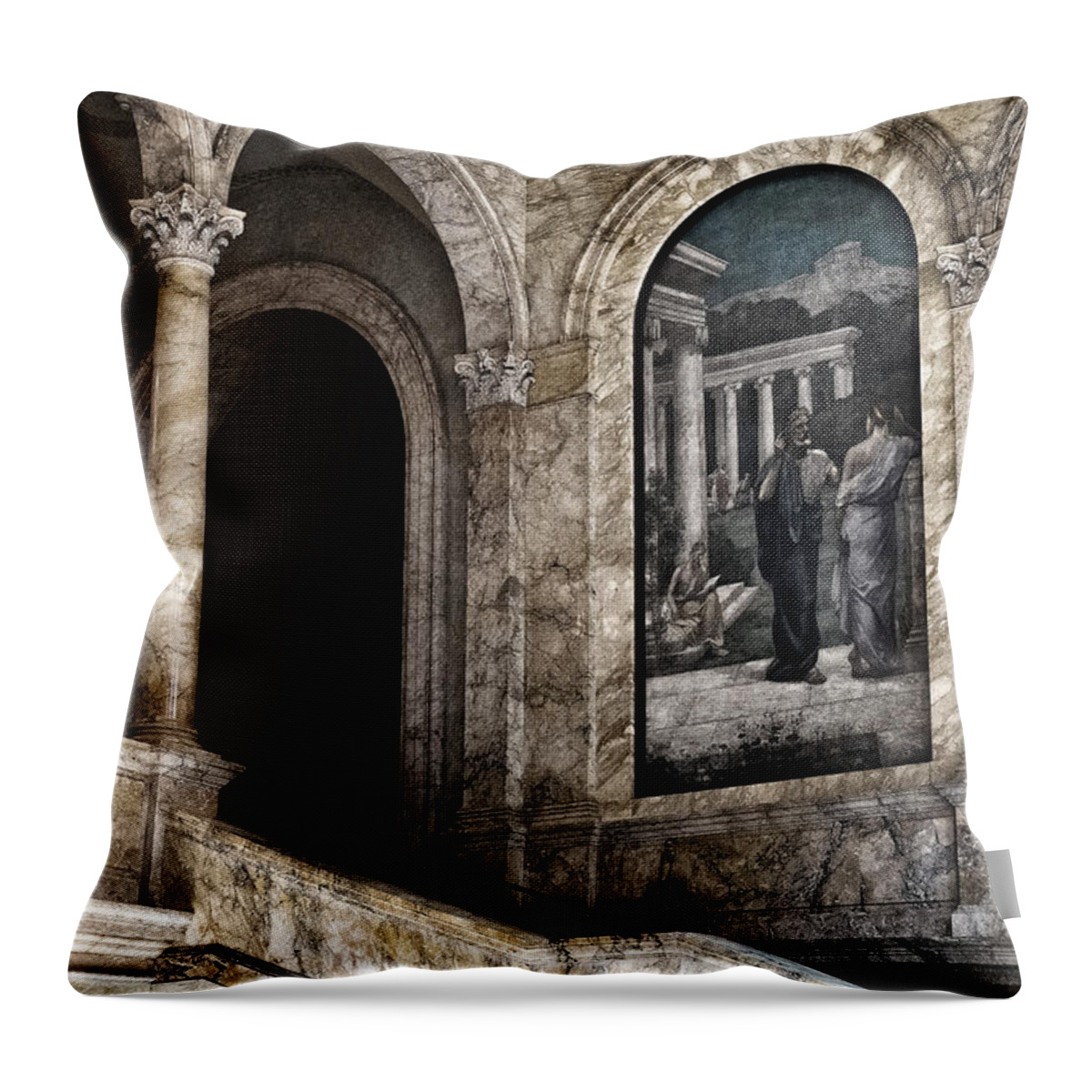 Boston Throw Pillow featuring the photograph Boston Public Library by Klm Studioline