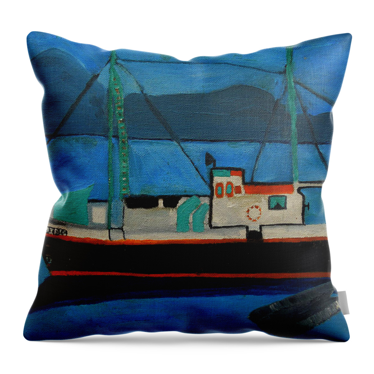 Colette Throw Pillow featuring the painting Inspiration From My Sayling days On The Atlantic Oceon Maroc by Colette V Hera Guggenheim