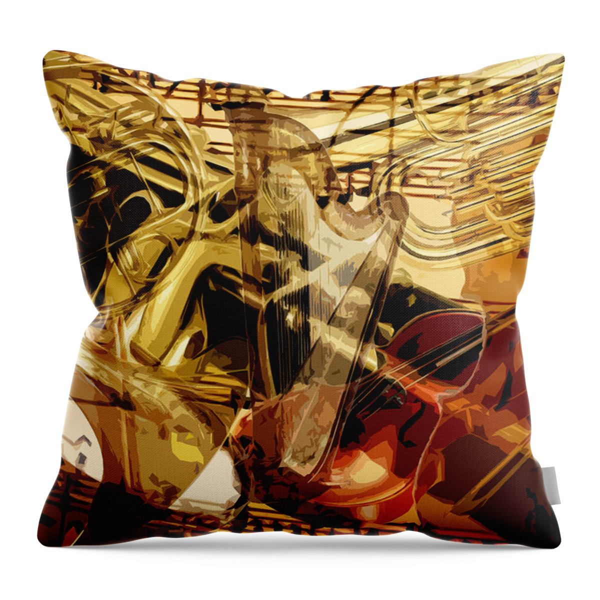 Classical Music Throw Pillow featuring the digital art Instruments by John Vincent Palozzi