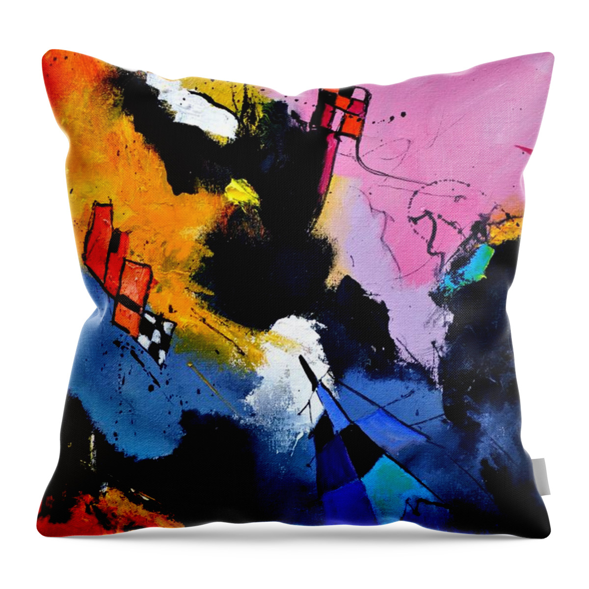 Abstract Throw Pillow featuring the painting Interstellar graffiti by Pol Ledent
