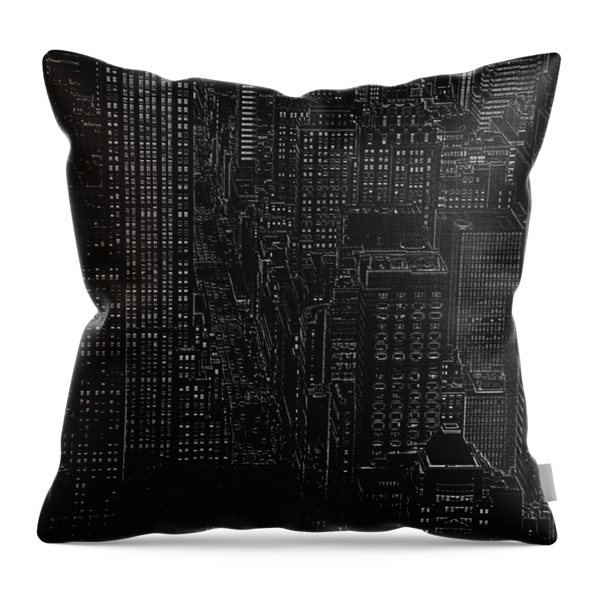 Nyc Throw Pillow featuring the digital art Into NYC white on black by Meandering Photography