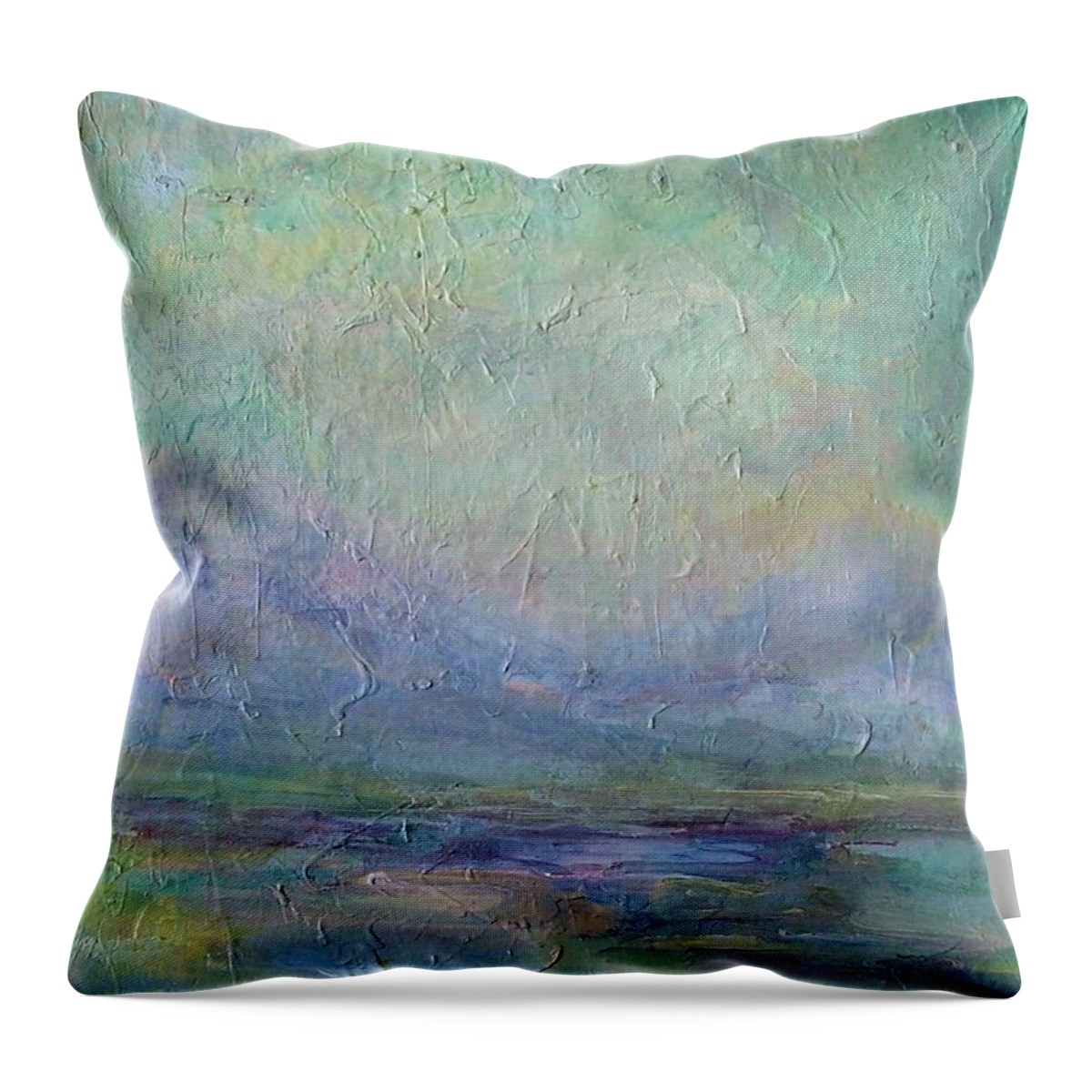 Landscape Throw Pillow featuring the painting Into the Morning by Mary Wolf