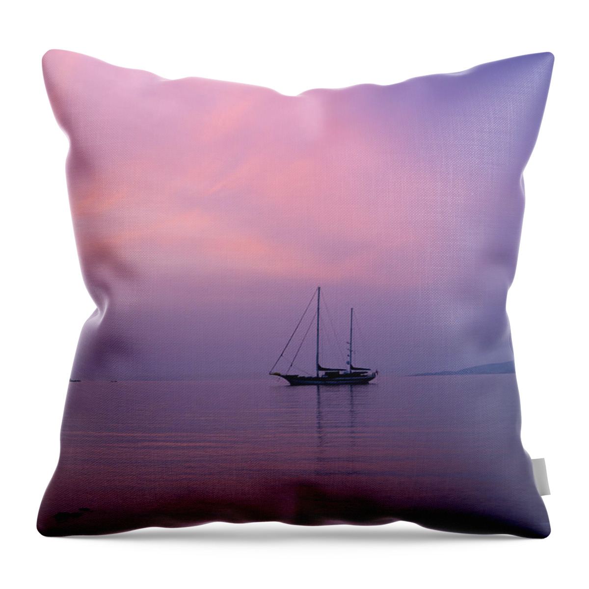 Mykonos Throw Pillow featuring the photograph Calm Sunset in Mykonos Greece by Brenda Kean
