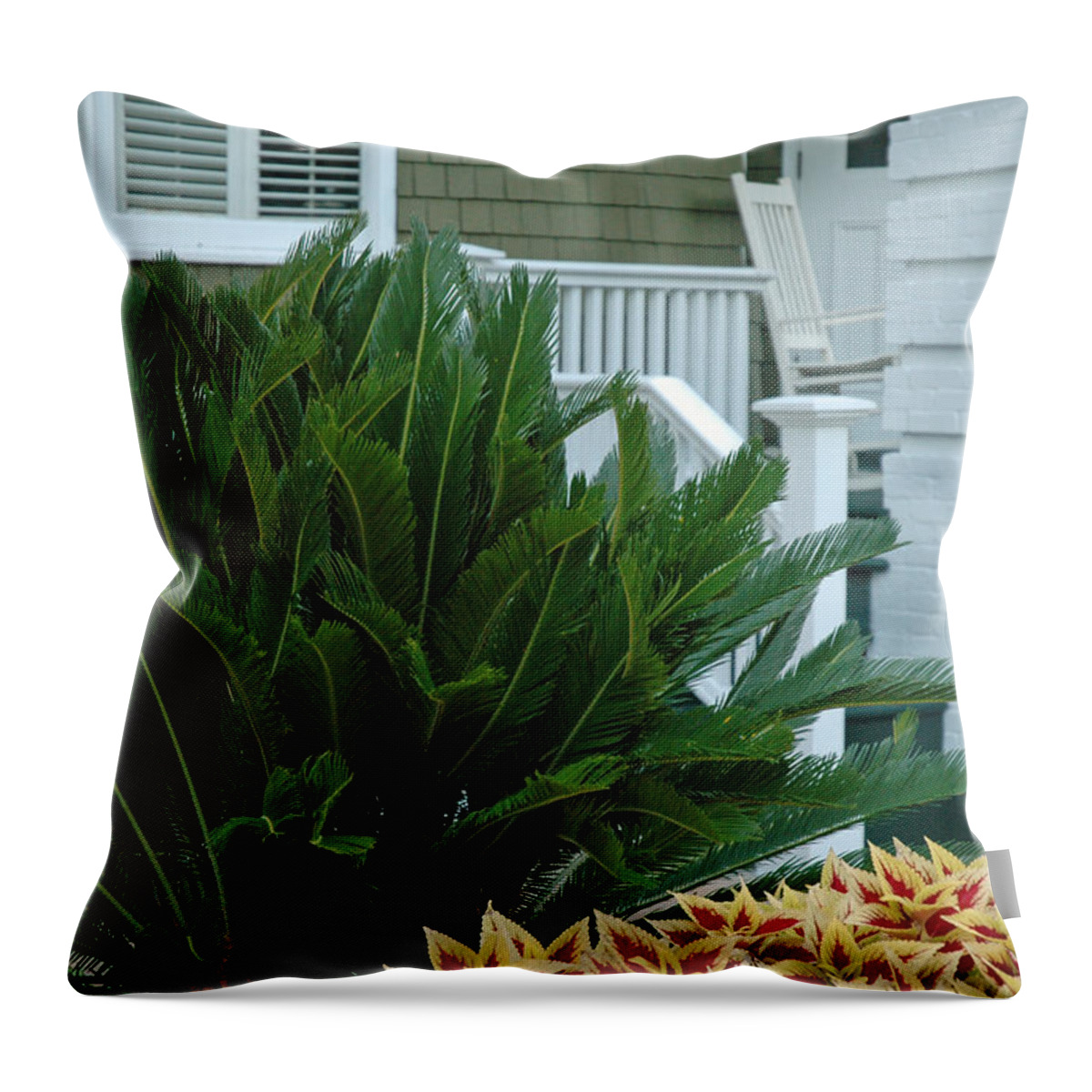 Jekyll Island Throw Pillow featuring the photograph Inviting Front Porch by Bruce Gourley