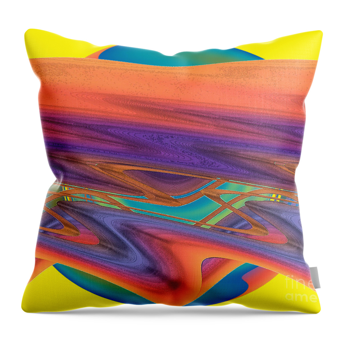 Yellow Throw Pillow featuring the digital art Inw_20a6039 Weaving #2 by Kateri Starczewski