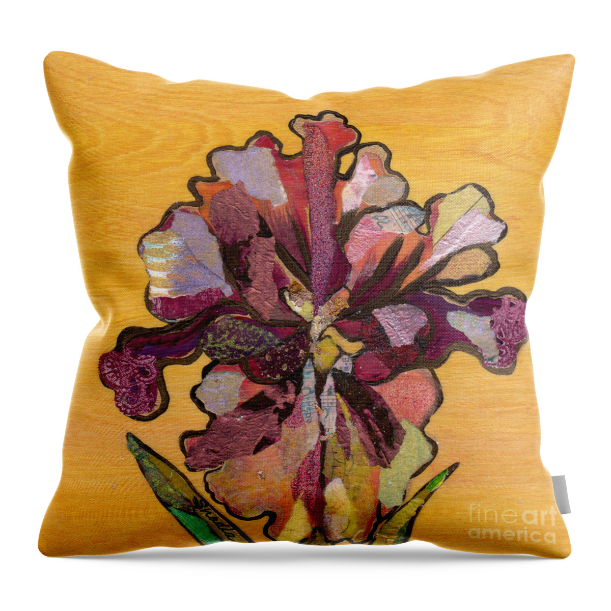 Flower Throw Pillow featuring the painting Iris I Series II by Shadia Derbyshire