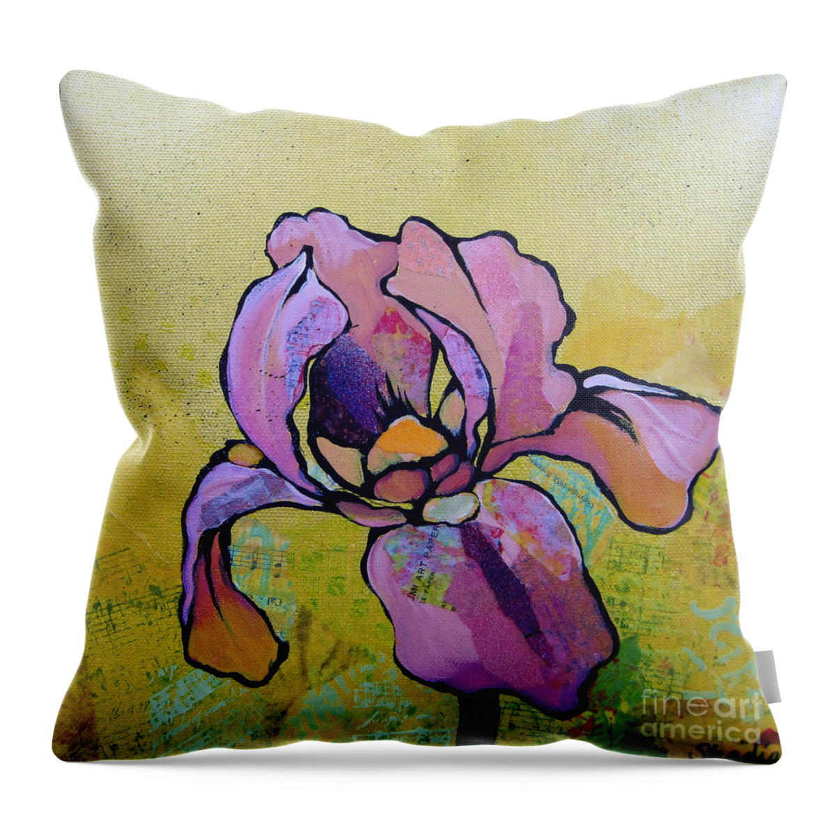 Flower Throw Pillow featuring the painting Iris I by Shadia Derbyshire