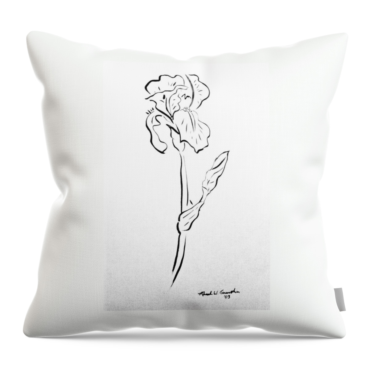 Abstract Throw Pillow featuring the drawing Iris II by Micah Guenther