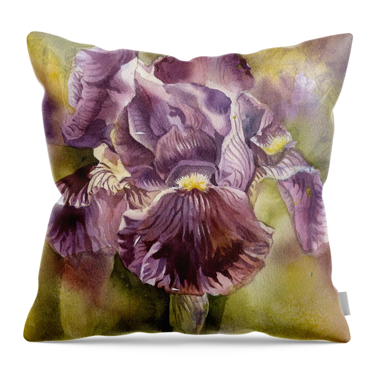 Iris In Purple Throw Pillow featuring the painting Iris In Purple by Alfred Ng