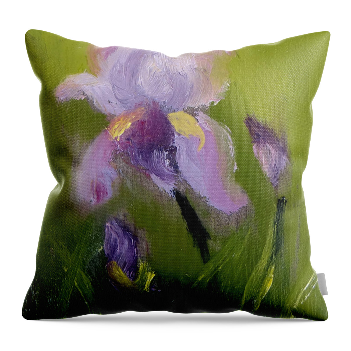 Iris Miniature Throw Pillow featuring the painting Iris Miniature by Carol Berning