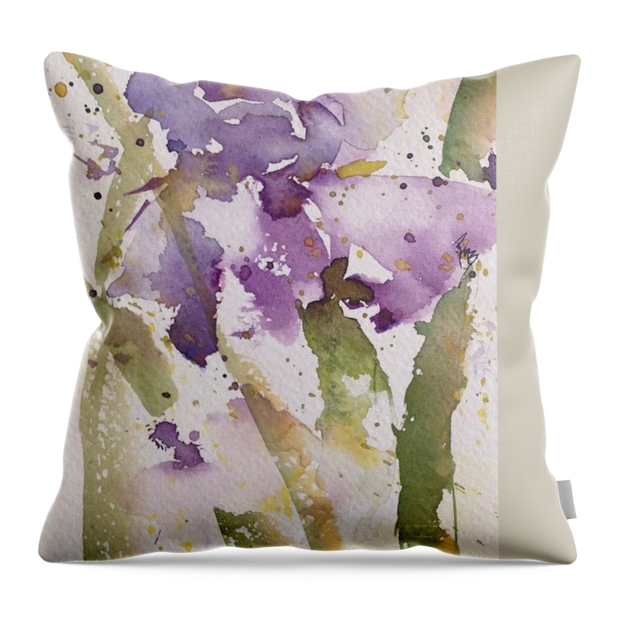 Irises Throw Pillow featuring the painting Iris Study #3 by Robin Miller-Bookhout