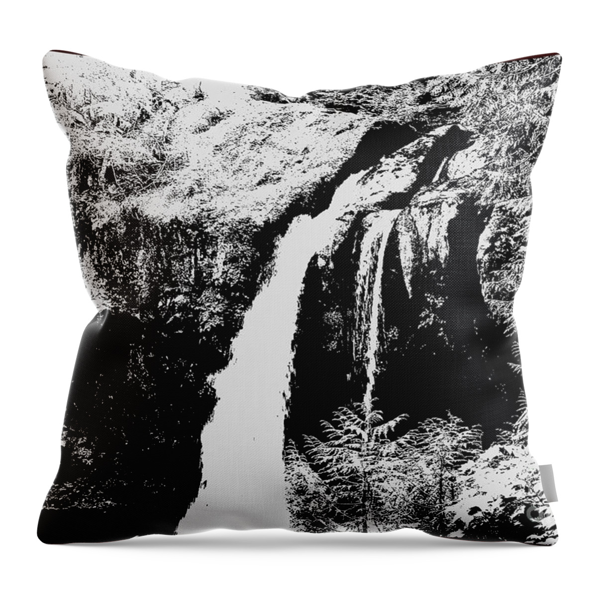Grey Throw Pillow featuring the photograph Iron Creek Falls BW by Rich Collins