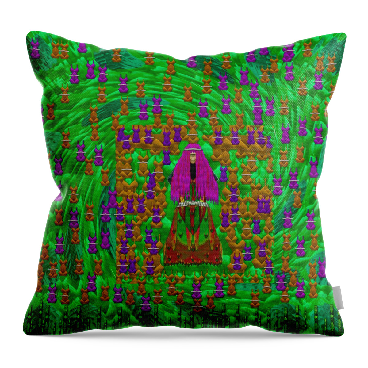Female Throw Pillow featuring the mixed media Iron Maiden Heavy Metal by Pepita Selles