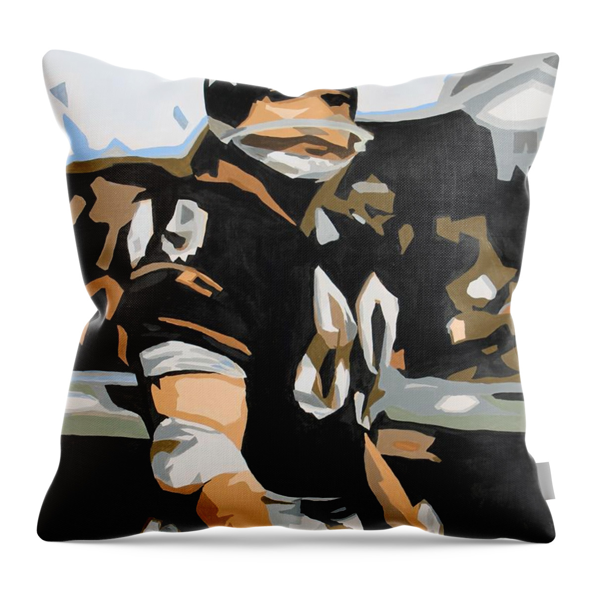 Bears Throw Pillow featuring the painting Iron Mike Ditka by Steven Dopka