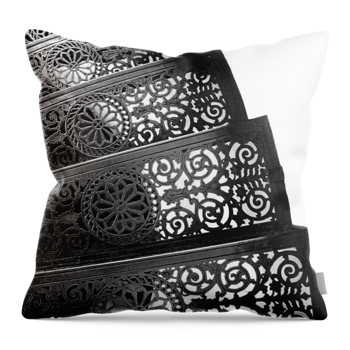 Decorative Iron Work Throw Pillow featuring the photograph Iron Stairs by Kate McKenna