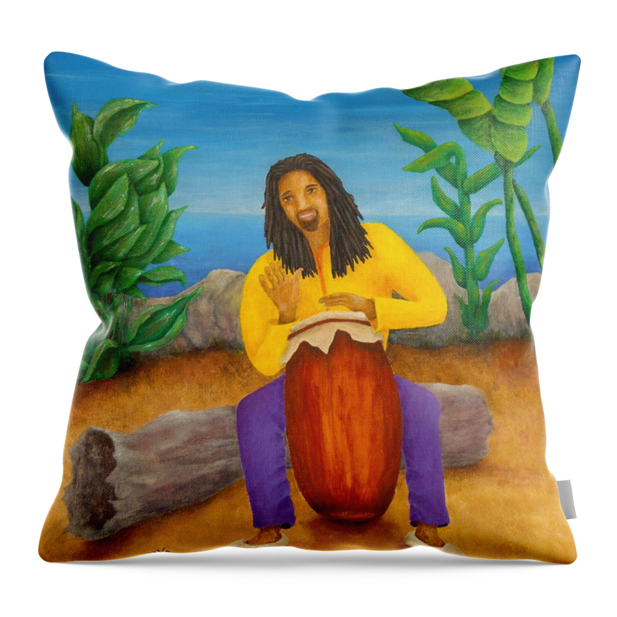 Pamela Allegretto Throw Pillow featuring the painting Island Beat by Pamela Allegretto