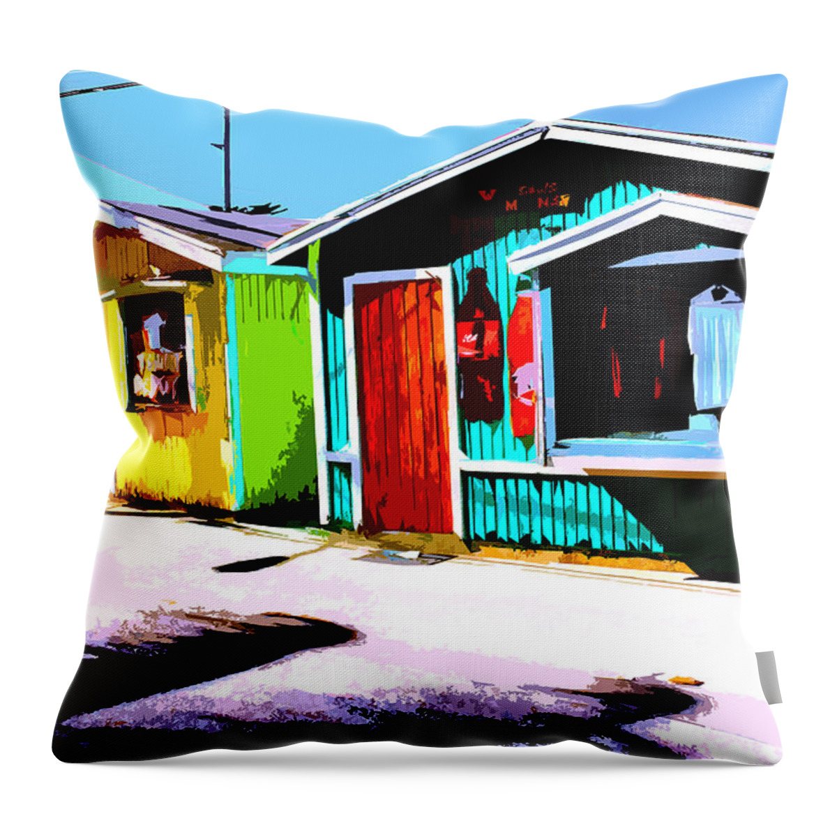 Island Life Throw Pillow featuring the painting Island Life 3 - Shopping by CHAZ Daugherty